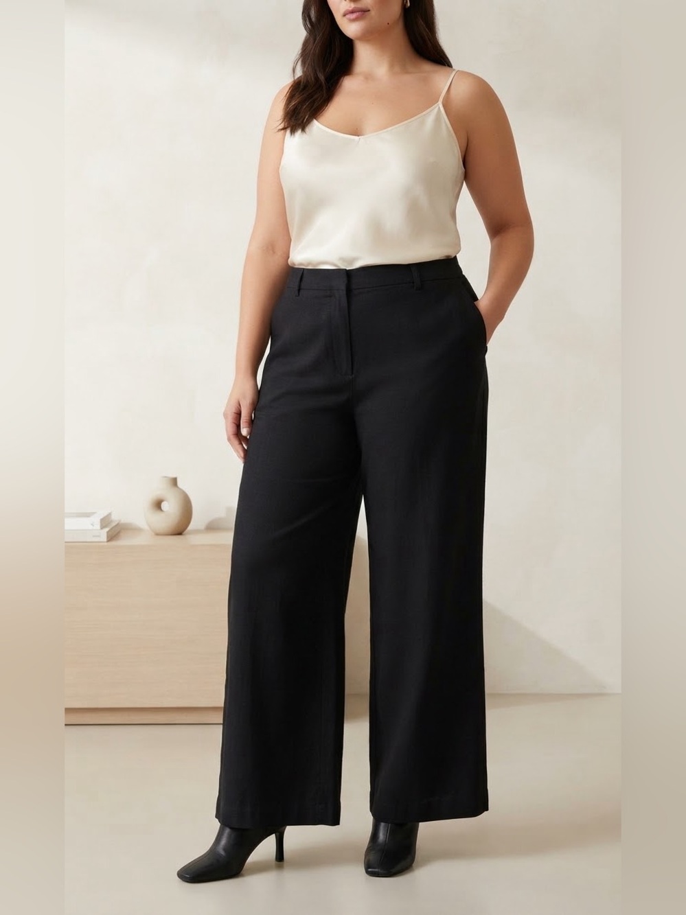 Old Navy Linen Blend Taylor Extra High-Waisted Wide-Leg Trouser Pants Pleated L